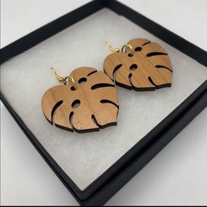 Monstera Wooden Earrings